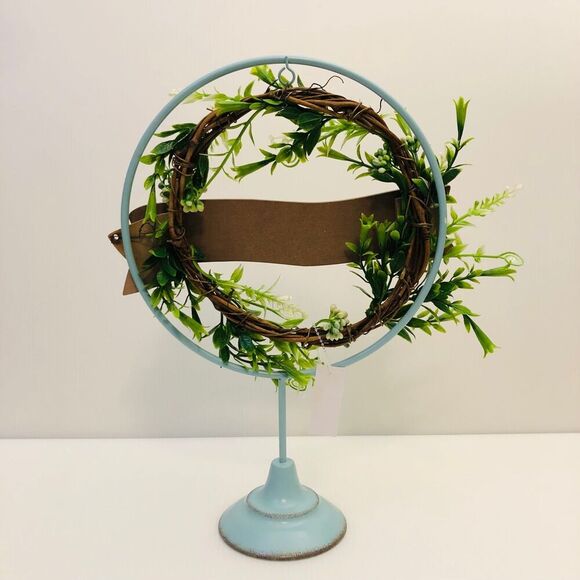 Easter Passover Tabletop Decor Wreath "Easter Blessings" Pale Mint Green - Picture 2 of 5